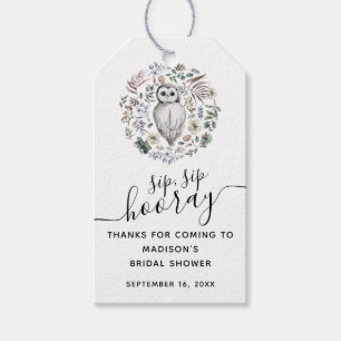 Woodland Watercolor Owl Greenery Bridal Shower Gift Tags