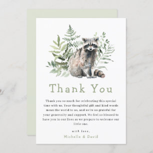 Woodland Watercolor Racoon Baby Shower Thank You