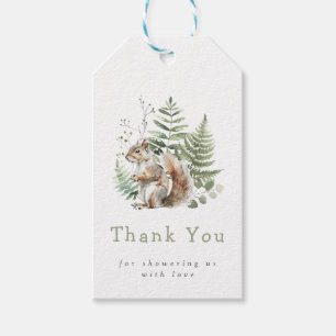 Woodland Watercolor Squirrel Baby Shower Gift Tags