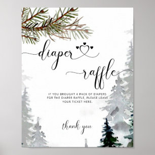 Woodland Watercolor Winter Forest Baby Shower Poster