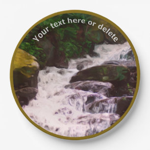 Woodland Waterfall Nature Art Personalised Party   Paper Plate