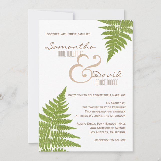 Woodland Wedding Fern Invitation (Front)