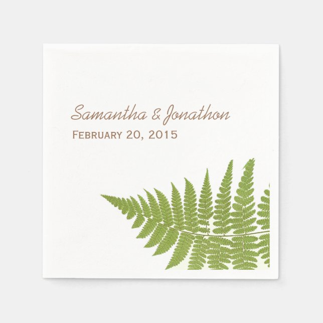 Woodland Wedding Fern Napkins (Front)