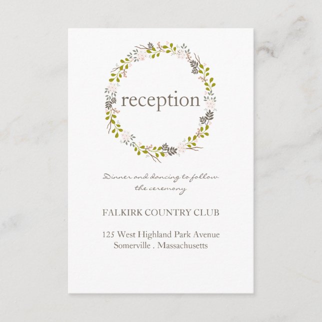 Woodland Wedding Reception Card (Front)