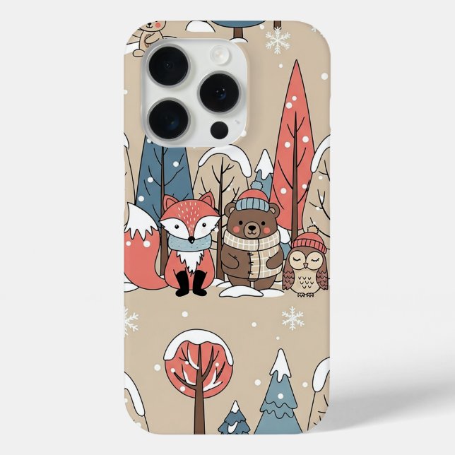 Woodland Whimsical Forest Animals Winter Case-Mate iPhone Case (Back)
