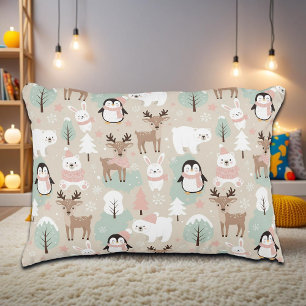 Woodland Whimsical Forest Animals Winter Decorative Cushion