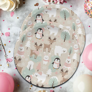 Woodland Whimsical Forest Animals Winter Paper Plate