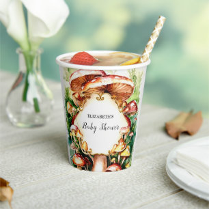 Woodland Whimsical Mushroom Baby Shower Paper Cups