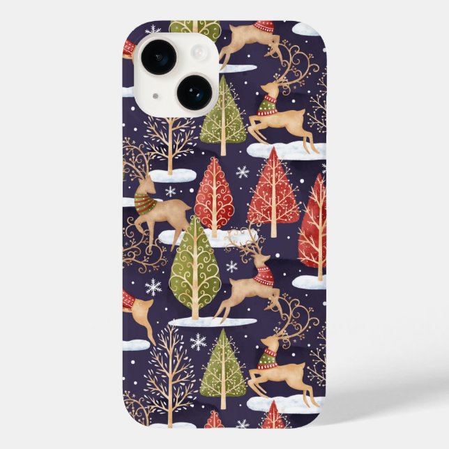 Woodland Whimsical Reindeers Winter Case-Mate iPhone Case (Back)