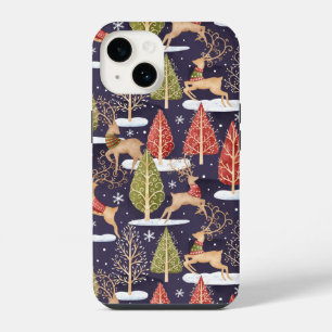 Woodland Whimsical Reindeers Winter iPhone 14 Case