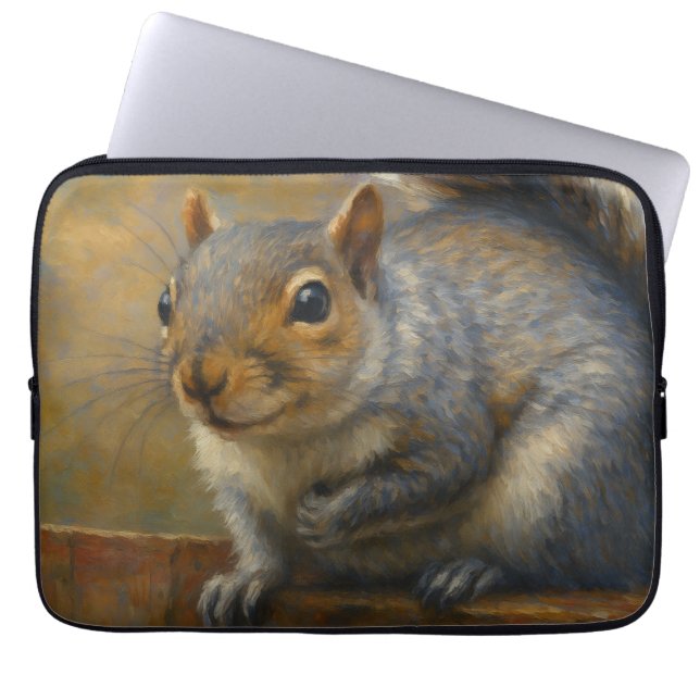 Woodland Whimsy – Realistic Squirrel Portrait Laptop Sleeve (Front)