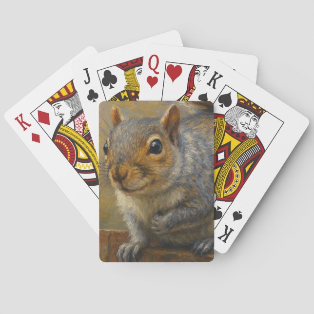 Woodland Whimsy – Realistic Squirrel Portrait Playing Cards (Back)