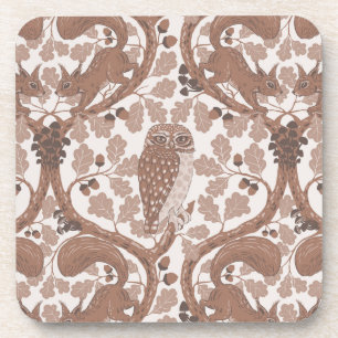 Woodland Whispers/Owls and Squirrels in the Oak/mo Coaster