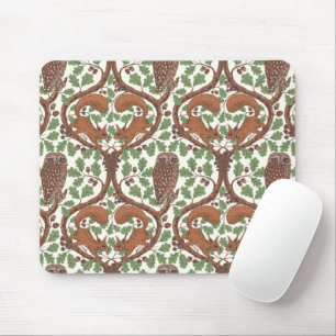 Woodland Whispers/Owls and Squirrels in the Oak/mo Mouse Pad