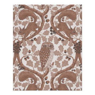 Woodland Whispers/Owls and Squirrels in the Oak/mo Poster