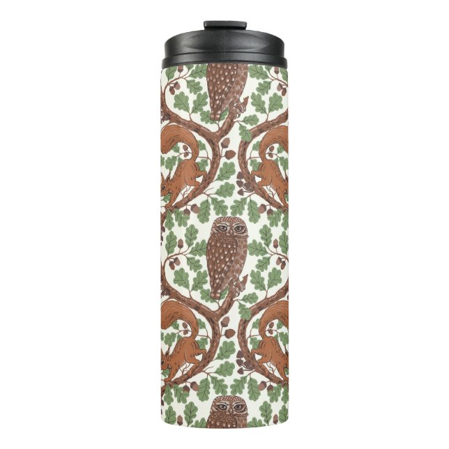 Woodland Whispers/Owls and Squirrels in the Oak/mo Thermal Tumbler (Front)