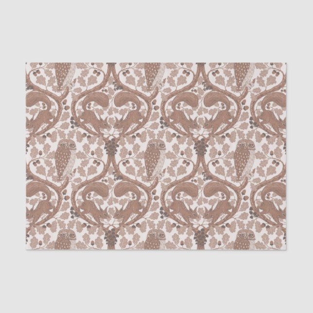 Woodland Whispers/Owls and Squirrels in the Oak/mo Tissue Paper (Front)