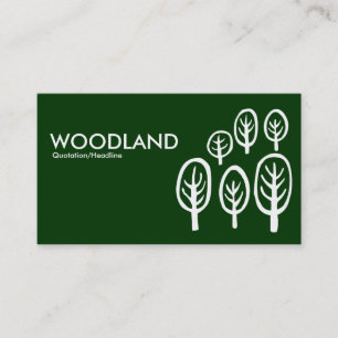 Woodland - White on Dark Green Business Card