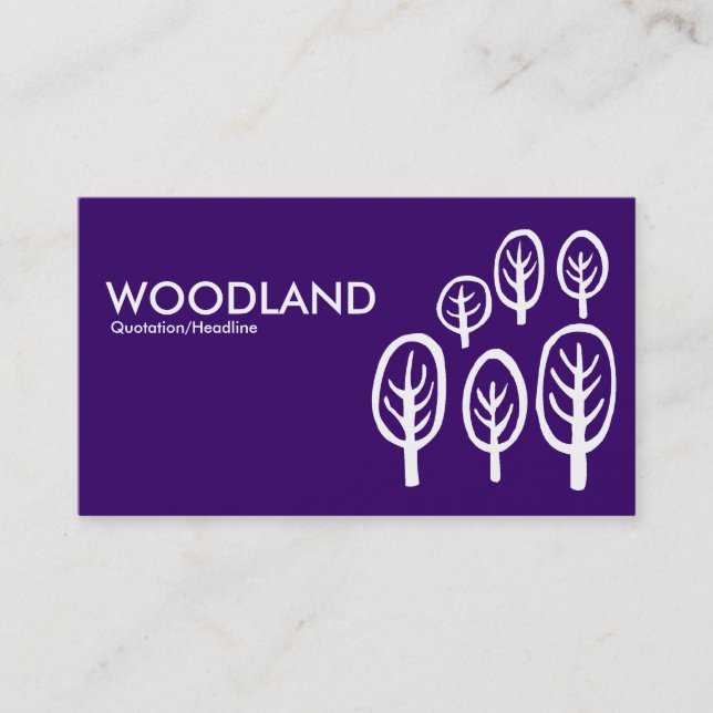 Woodland - White on Dark Purple Business Card (Front)