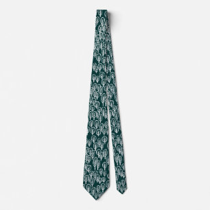 Woodland White on Dark Teal Green Tie