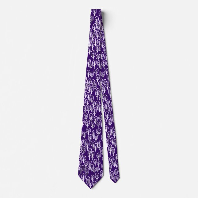 Woodland White on Dark Violet Tie (Front)
