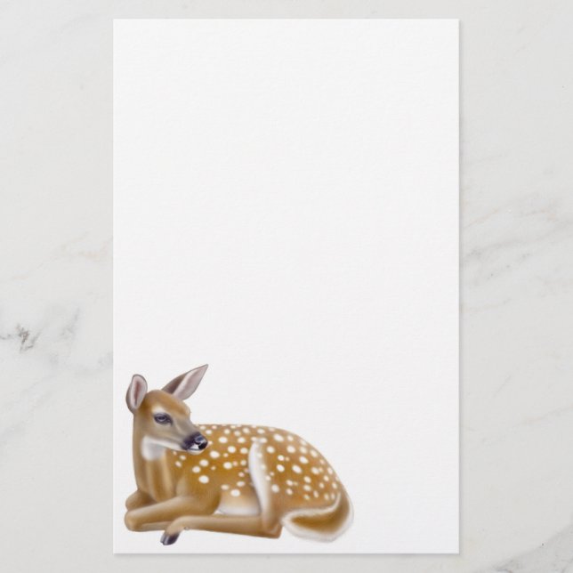 Woodland White Tailed Deer Fawn Stationery (Front)