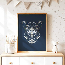 Woodland Wild Boar Nursery Wall Art Print