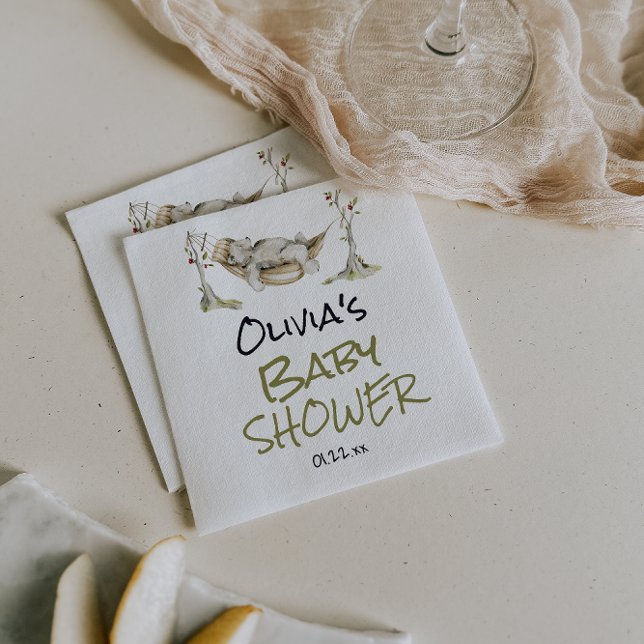 Woodland Wild Forest Bear Animal Baby Shower Napkin (Creator Uploaded)