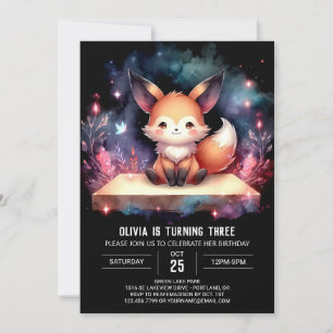 Woodland Wild Fox Birthday digital Invitation