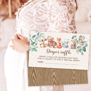 Woodland wild one animals diaper raffle cards