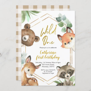 Woodland Wild One Birthday Invitation