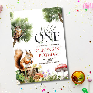 Woodland Wild One Birthday Jungle Animals Party Invitation