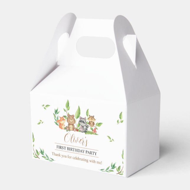 Woodland Wild One Birthday Party Favour Box (Back Side)