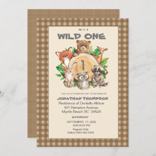 Woodland Wild One Birthday Party Invitation