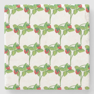 Woodland Wild Strawberry Fragaria vesca Pattern Stone Coaster