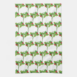 Woodland Wild Strawberry Fragaria vesca Pattern Tea Towel