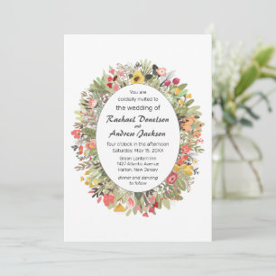 Woodland Wildflowers Rustic Wedding Invitation