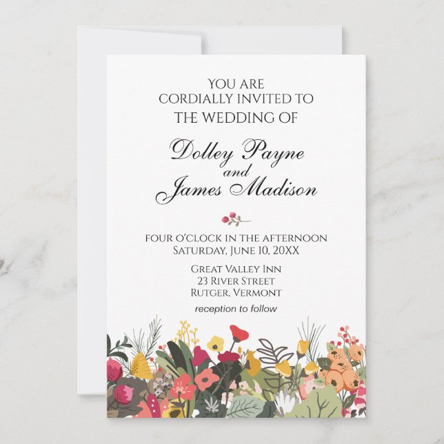 Woodland Wildflowers Rustic Wedding Invitation (Front)