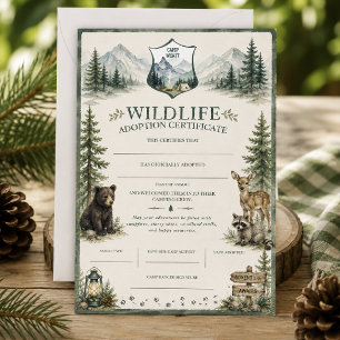Woodland Wildlife Adoption Certificate Game Card