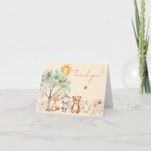 Woodland Wildlife Baby Shower Pale Peach Thank You Card