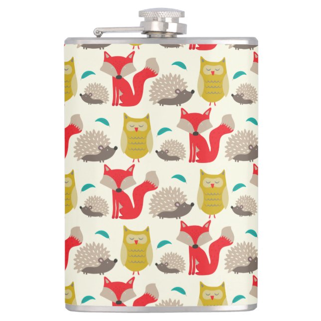 Woodland Wildlife Hip Flask (Front)