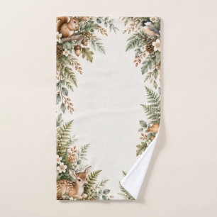 Woodland Wildlife Watercolour Hand Towel