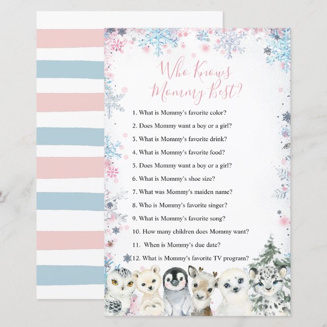 Woodland Winter Animal Artics Who Knows Mummy Best (Front/Back)