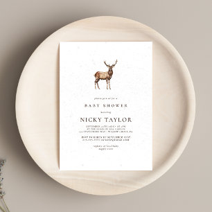 Woodland Winter Animal Deer Baby Shower Invitation