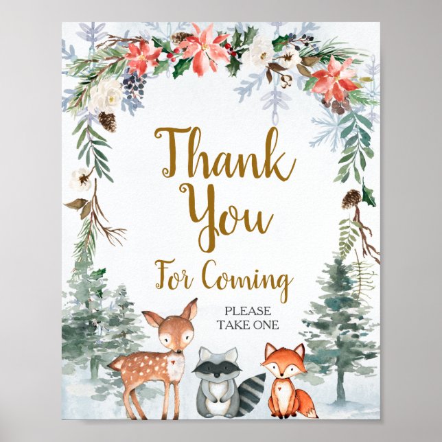 Woodland Winter Animal Forest Thank you for coming Poster (Front)