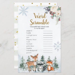 Woodland Winter Animal Forest Word Scramble