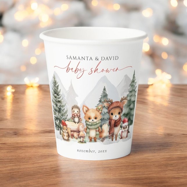Woodland Winter Animals Baby Shower Paper Cups (Creator Uploaded)