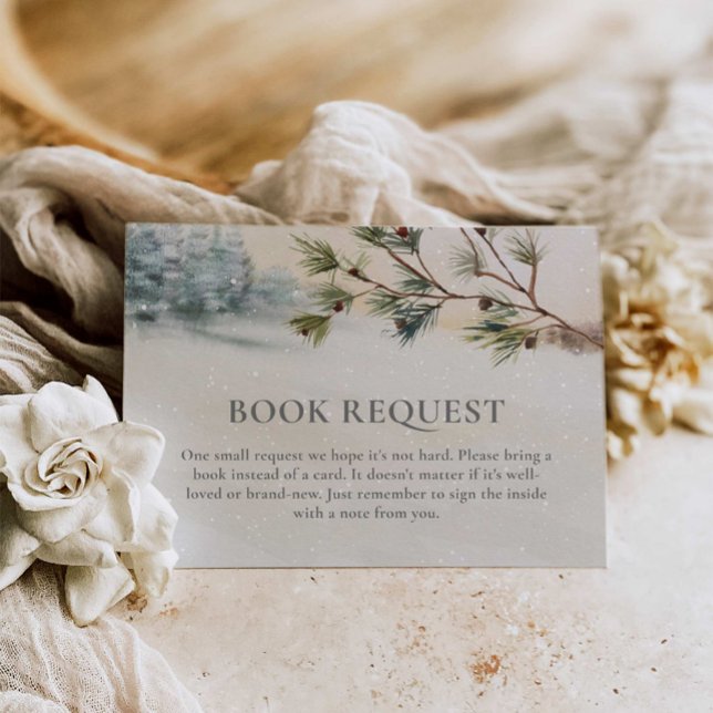 Woodland Winter Baby Shower Book Request Enclosure Card (Winter Forest Book Request Card)