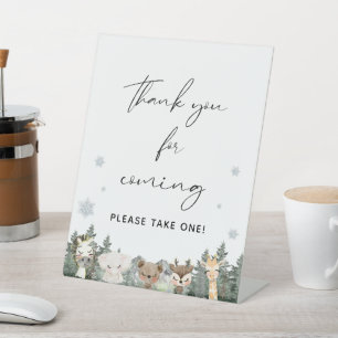 Woodland Winter Baby Shower Thank You Favours Pedestal Sign