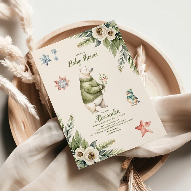 Woodland Winter Christmas Baby Shower Invitation (Creator Uploaded)